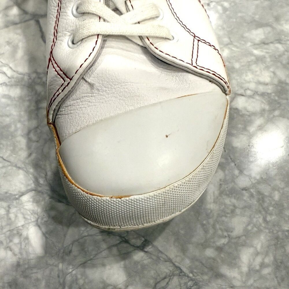 Converse Leather Chuck Taylor All Star Womens 7.5 Ivory Red Sneakers Yellowing - Picture 8 of 8